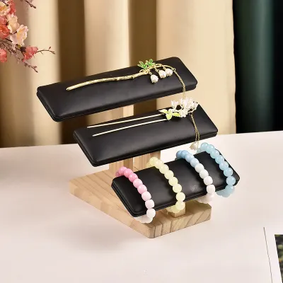 Fashion Three Layer Solid Wood Bracelet Watch Jewelry Display Rack