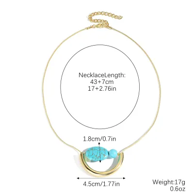 Jwomen Fashion Boho Turquoise Natural Stone Drop Pendant Necklace