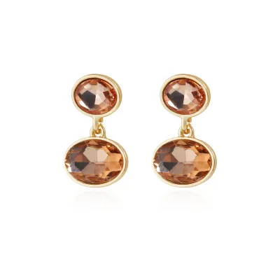 Women's Vintage Solid Color Geometric Oval Rhinestone Earrings