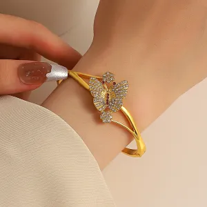 Women Fashion Creative Rhinestone Butterfly Bracelet