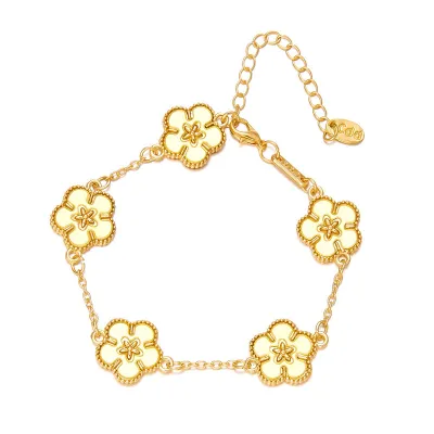 Women Fashion Creative Plum Blossom Double-Sided Imitation Fritillary Bracelet