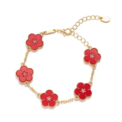 Women Fashion Creative Plum Blossom Double-Sided Imitation Fritillary Bracelet