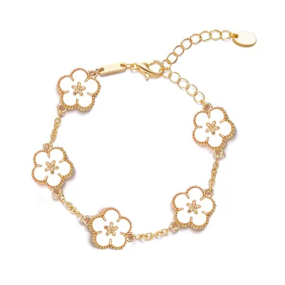 Women Fashion Creative Plum Blossom Double-Sided Imitation Fritillary Bracelet