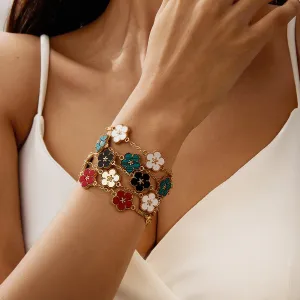 Women Fashion Creative Plum Blossom Double-Sided Imitation Fritillary Bracelet