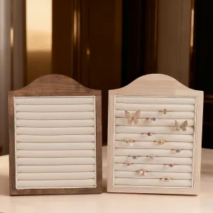 Fashion Simple Walnut Wood Vertical Ring Earrings Jewelry Display Rack One Layer Photo Frame Style