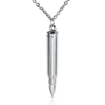 Men Fashion Casual Bullet Unscrew Hollow 304 Stainless Steel Pendant Necklace