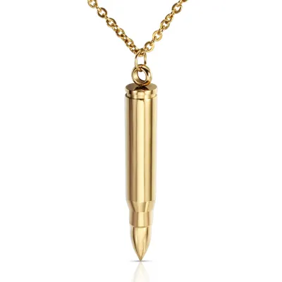 Men Fashion Casual Bullet Unscrew Hollow 304 Stainless Steel Pendant Necklace