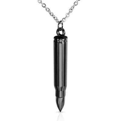 Men Fashion Casual Bullet Unscrew Hollow 304 Stainless Steel Pendant Necklace