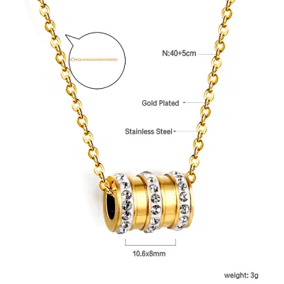 Women Fashion 304 Stainless Steel Round Collarbone Chain Pendant Necklace