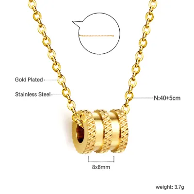 Women Fashion 304 Stainless Steel Round Collarbone Chain Pendant Necklace