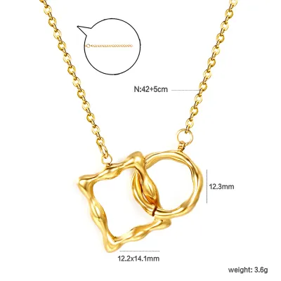 Women Fashion 304 Stainless Steel Round Collarbone Chain Pendant Necklace