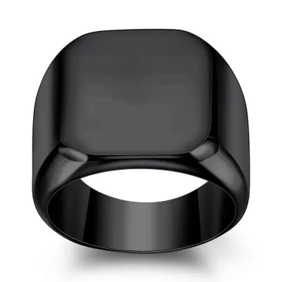 Men Fashion Casual Square 26 Alphabet 304 Stainless Steel Laser Engraved Ring