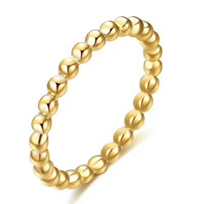Women Simple Geometric 2mm Beads 304 Stainless Steel Fashion Ring