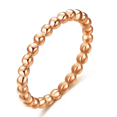 Women Simple Geometric 2mm Beads 304 Stainless Steel Fashion Ring