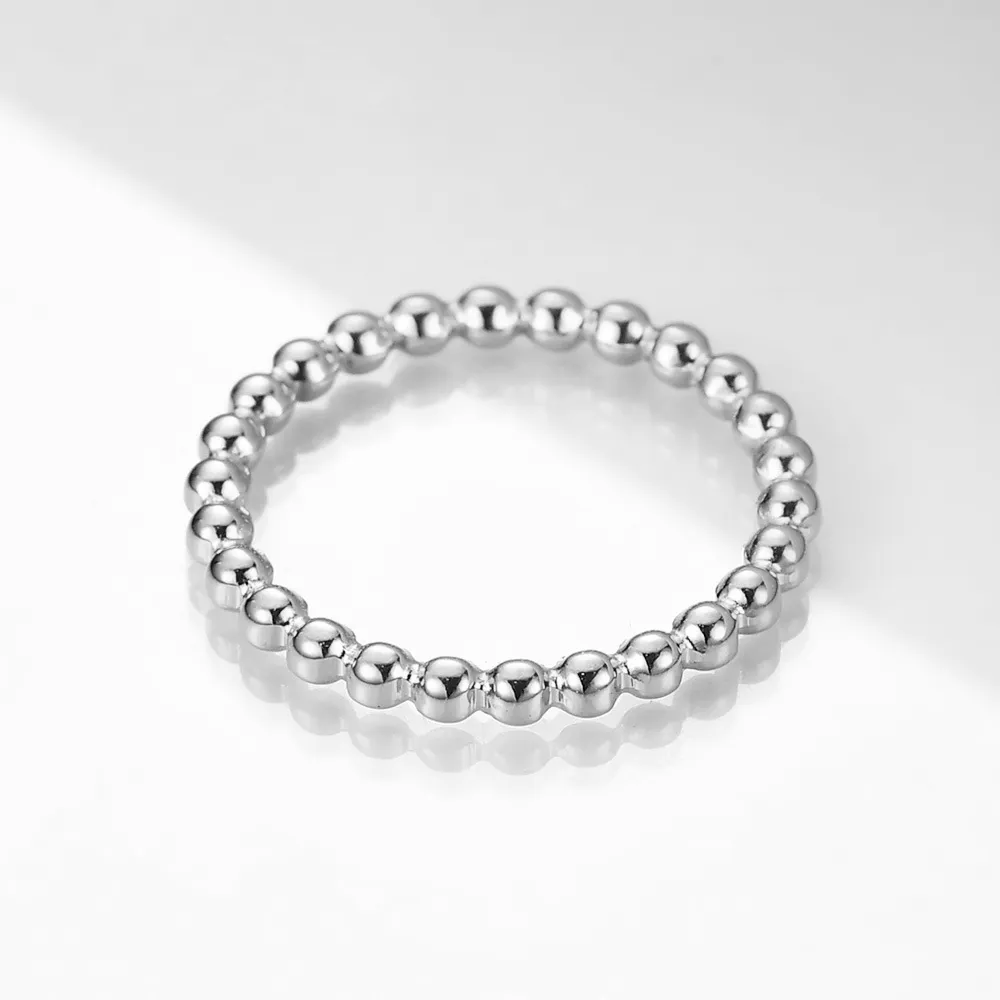 Women Simple Geometric 2mm Beads 304 Stainless Steel Fashion Ring