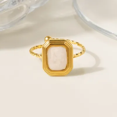 Women Fashion Roll Silk Floral Plated Oil Dropping 304 Stainless Steel Ring