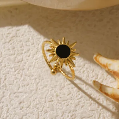 Women Fashion Roll Silk Floral Plated Oil Dropping 304 Stainless Steel Ring