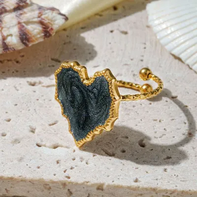 Women Fashion Roll Silk Floral Plated Oil Dropping 304 Stainless Steel Ring