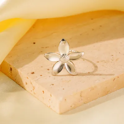 Women Fashion Roll Silk Floral Plated Oil Dropping 304 Stainless Steel Ring