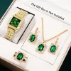 Golden Square Roman Green Face Golden Green Square Diamond 4-Piece Set (No Box)