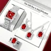 Silver Roman Red Face Silver Red Diamond 4-Piece Set (No Box)