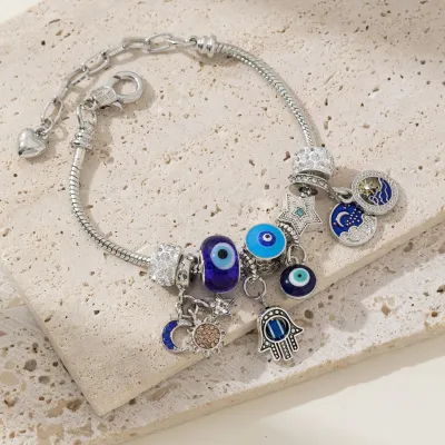 Fashion Beaded Evil Eye Bracelet Unisex Alloy