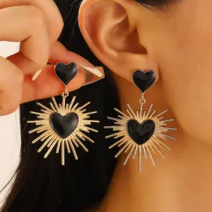 Geometric Thorns Heart-Shaped Earrings Fashion Women Earrings