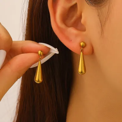 Fashion Simple 304 Stainless Steel Water Drop Pendant Earrings