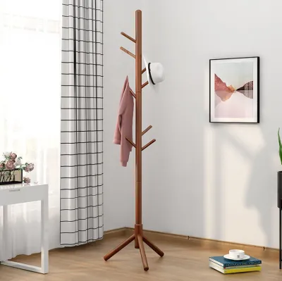 Fashion Solid Wood Floor Vertical Clothes Hanging Rack