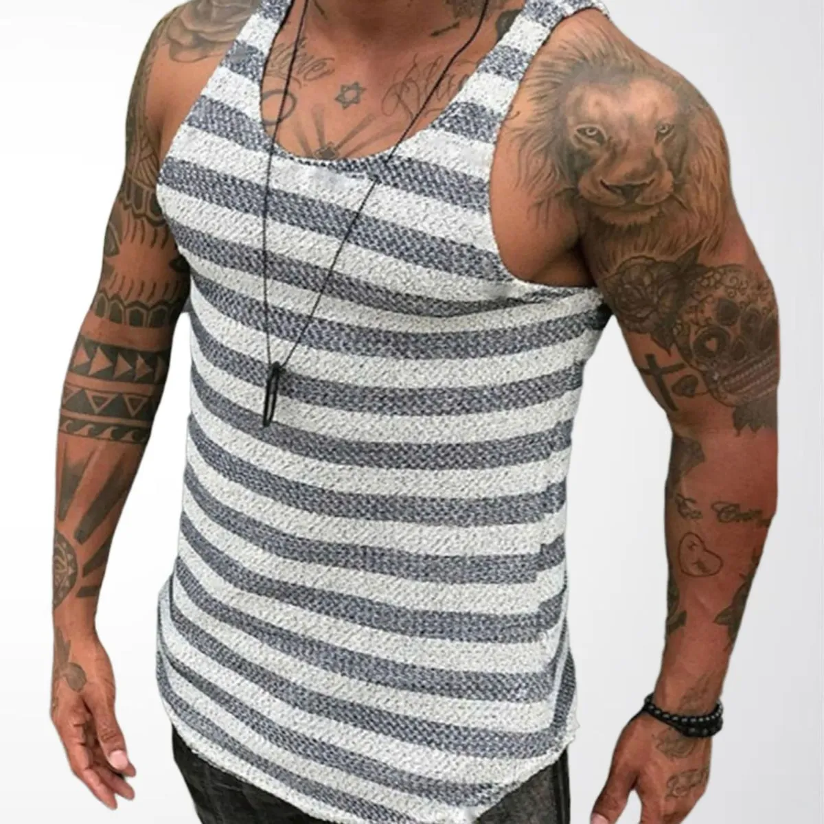 Men's Fashion Casual Stripe Sleeveless Sports Tank Top