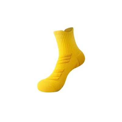 Men's Casual Solid Color Mid-Tube Sweat-Absorbent Breathable Non-Slip Basketball Socks