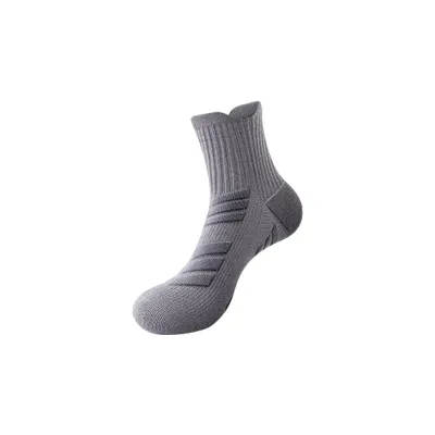 Men's Casual Solid Color Mid-Tube Sweat-Absorbent Breathable Non-Slip Basketball Socks