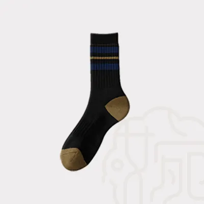 Men's Fashion Casual Cotton Sweat-Absorbent Stripe Anti-Bacterial Knee Length Socks