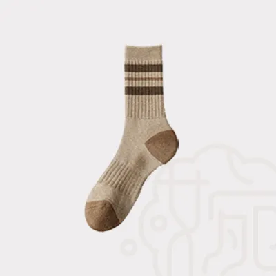 Men's Fashion Casual Cotton Sweat-Absorbent Stripe Anti-Bacterial Knee Length Socks