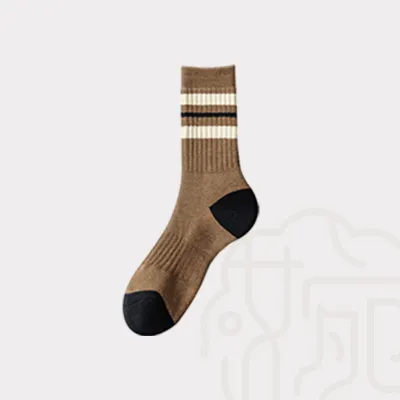 Men's Fashion Casual Cotton Sweat-Absorbent Stripe Anti-Bacterial Knee Length Socks
