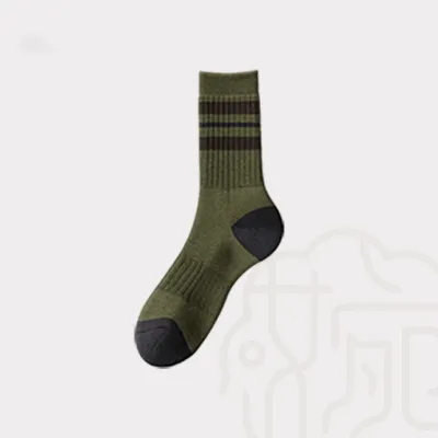 Men's Fashion Casual Cotton Sweat-Absorbent Stripe Anti-Bacterial Knee Length Socks
