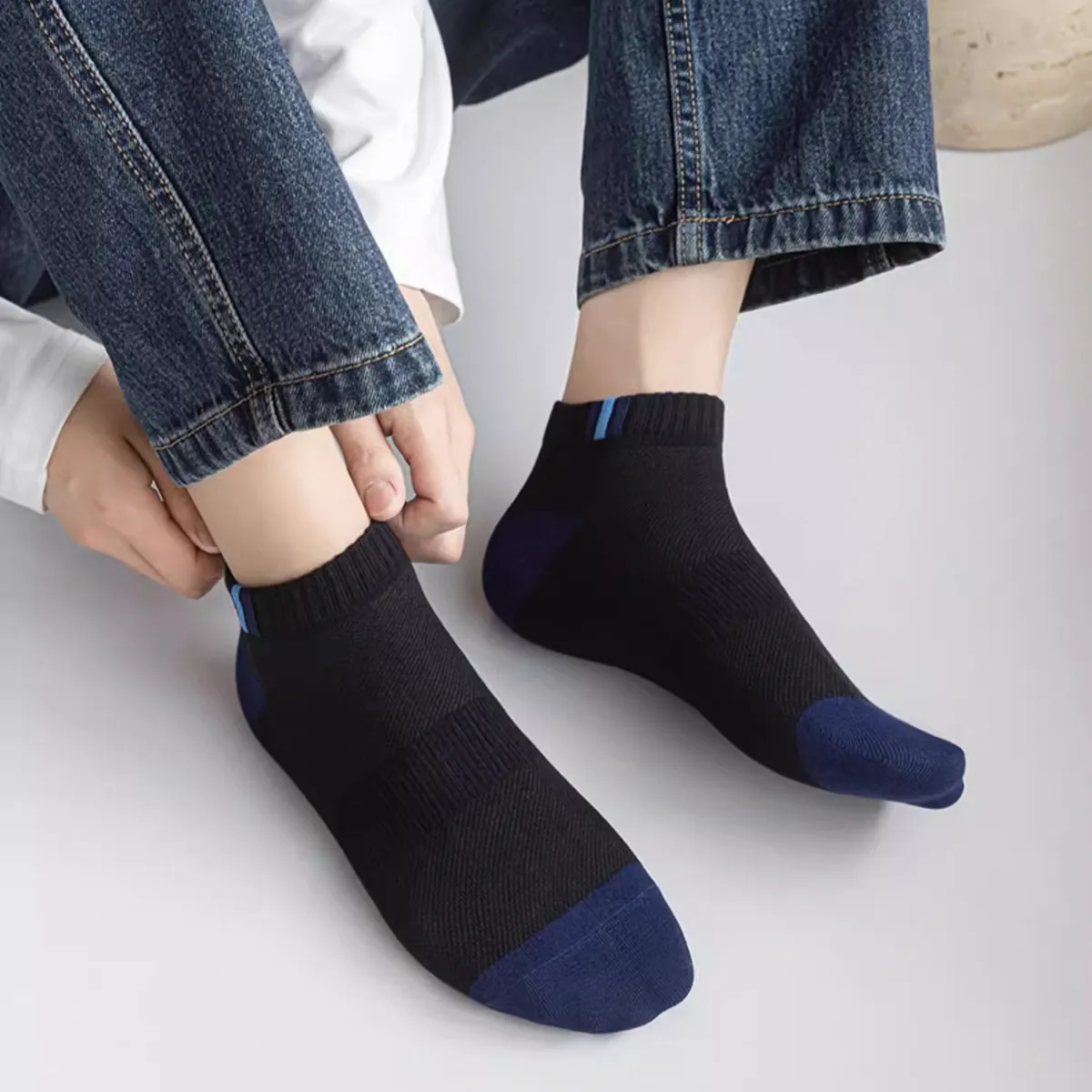 Men's Fashion Casual Color Block Breathable Cotton Socks
