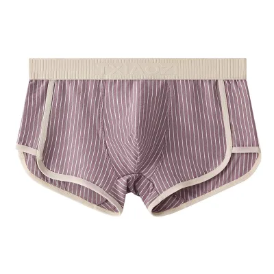 Men Fashion Casual Cotton Stripe Mid-Waist Underwear