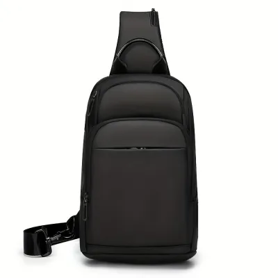 Men's Fashion Casual Single Shoulder Large Capacity Anti-Splashing USB Charging Port Chest Bag