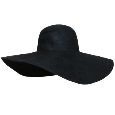 Women Fashion Solid Color Straw Foldable Wide Soft Brim Sunshade Hat