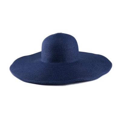 Women Fashion Solid Color Straw Foldable Wide Soft Brim Sunshade Hat