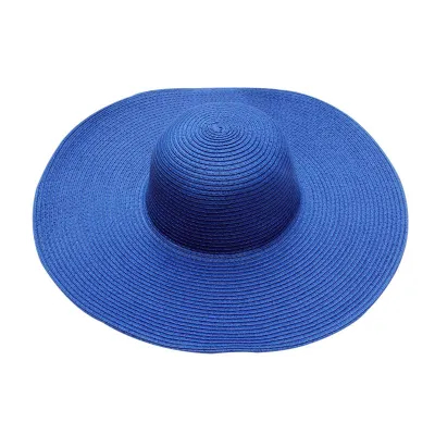 Women Fashion Solid Color Straw Foldable Wide Soft Brim Sunshade Hat