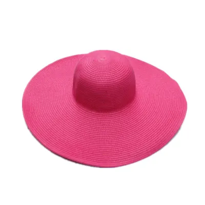 Women Fashion Solid Color Straw Foldable Wide Soft Brim Sunshade Hat