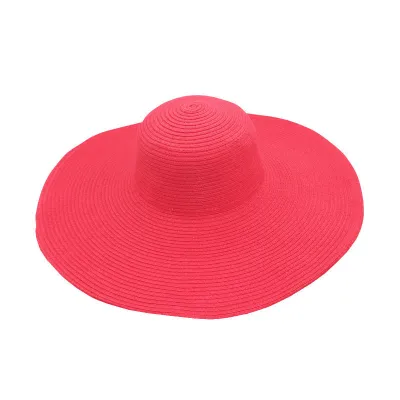 Women Fashion Solid Color Straw Foldable Wide Soft Brim Sunshade Hat