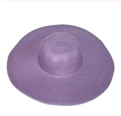 Women Fashion Solid Color Straw Foldable Wide Soft Brim Sunshade Hat