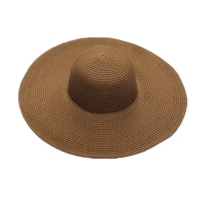 Women Fashion Solid Color Straw Foldable Wide Soft Brim Sunshade Hat
