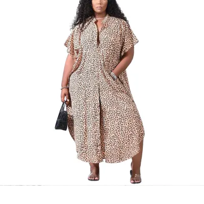 Women Casual Printed Plus Size Loose Long Dress