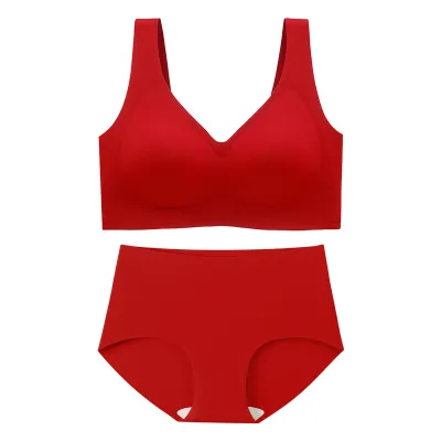 Women Plus Size Traceless Bra Underwear Set with Nylon Material