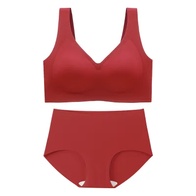 Women Plus Size Traceless Bra Underwear Set with Nylon Material