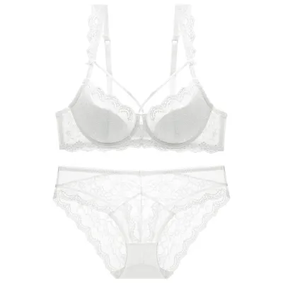 Women Plus Size Sexy Lace Thin Cotton Breathable Bra Underwear Set